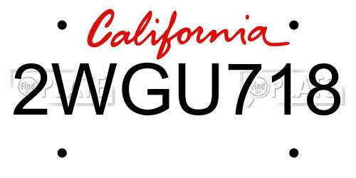 2WGU718 California License Plate