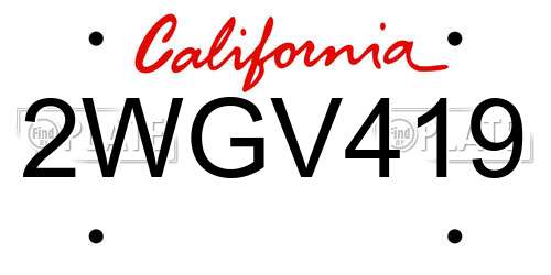 2WGV419 California License Plate