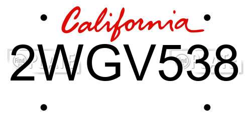 2WGV538 California License Plate
