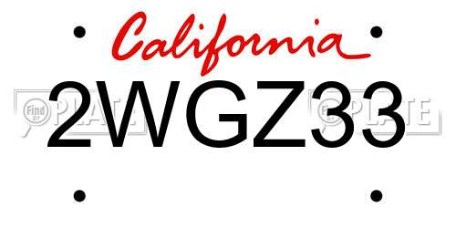 2WGZ33 California License Plate