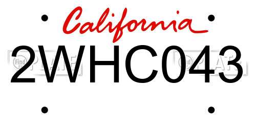 2WHC043 California License Plate