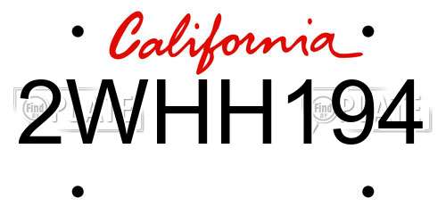 2WHH194 California License Plate