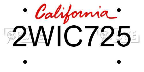 2WIC725 California License Plate