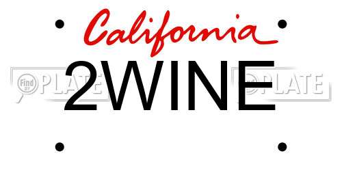 2WINE California License Plate