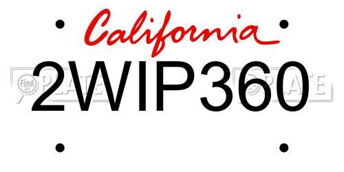 2WIP360 California License Plate