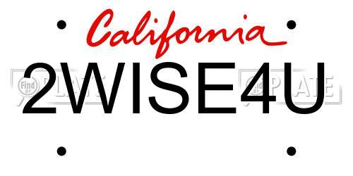 2WISE4U California License Plate