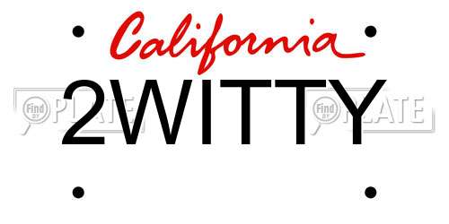 2WITTY California License Plate