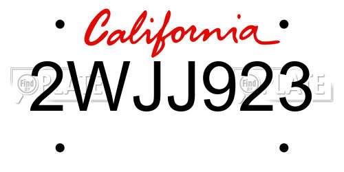 2WJJ923 California License Plate