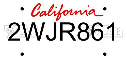2WJR861 California License Plate