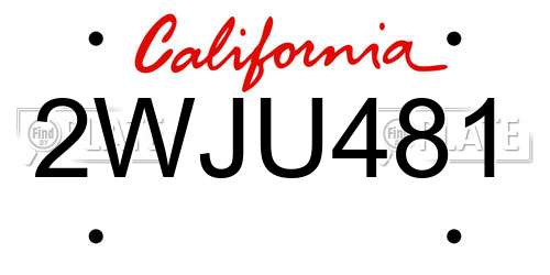 2WJU481 California License Plate