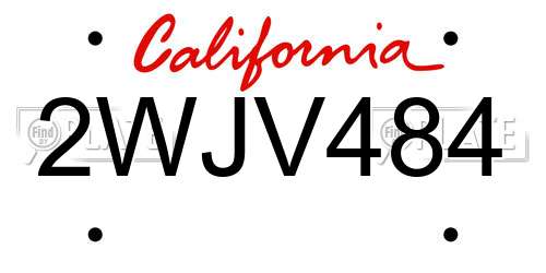 2WJV484 California License Plate