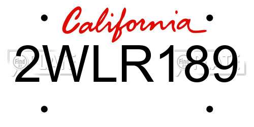 2WLR189 California License Plate