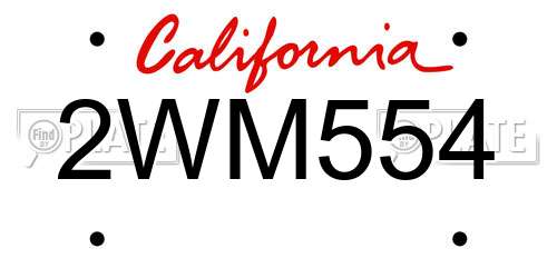 2WM554 California License Plate