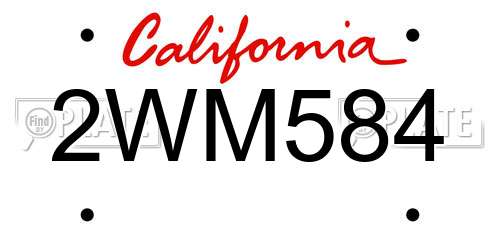 2WM584 California License Plate