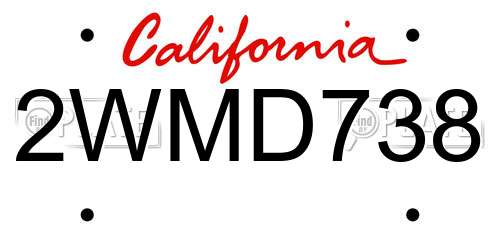 2WMD738 California License Plate