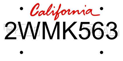 2WMK563 California License Plate