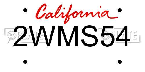 2WMS54 California License Plate