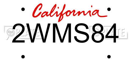 2WMS84 California License Plate