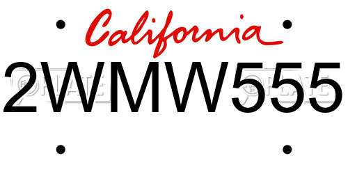 2WMW555 California License Plate