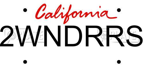 2WNDRRS California License Plate