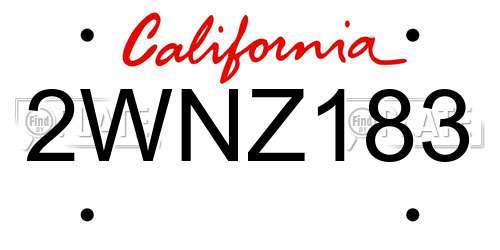 2WNZ183 California License Plate