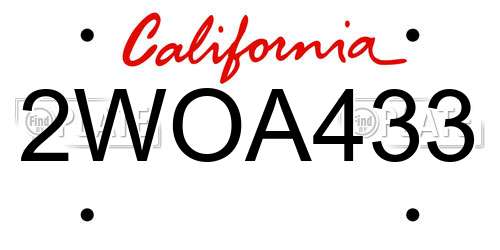 2WOA433 California License Plate