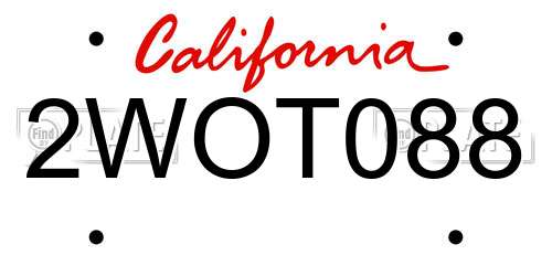 2WOT088 California License Plate