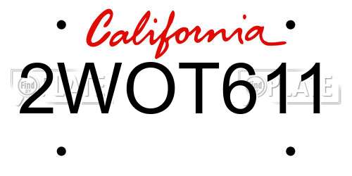 2WOT611 California License Plate