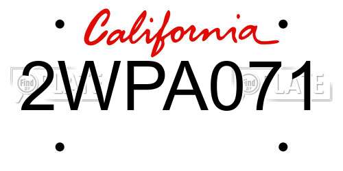 2WPA071 California License Plate