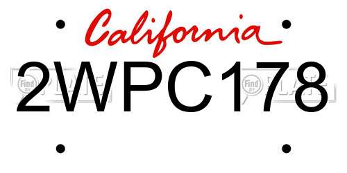 2WPC178 California License Plate