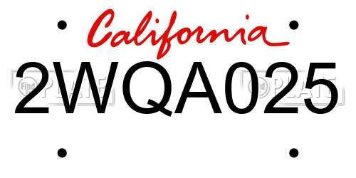 2WQA025 California License Plate