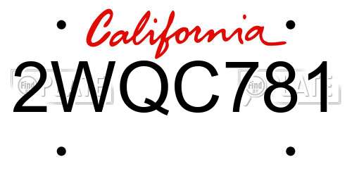2WQC781 California License Plate