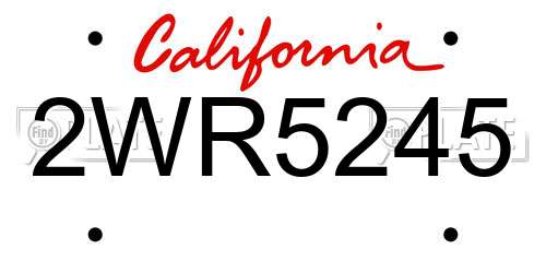2WR5245 California License Plate