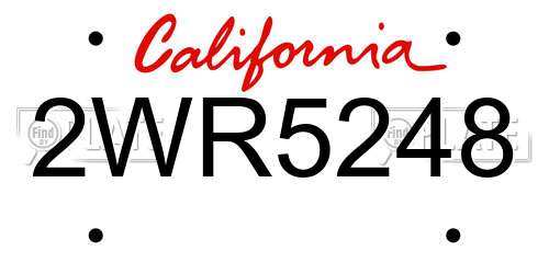 2WR5248 California License Plate