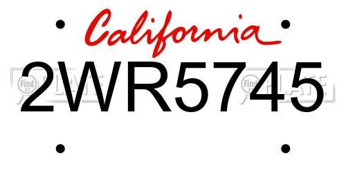2WR5745 California License Plate