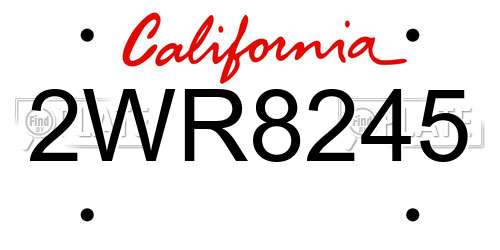 2WR8245 California License Plate