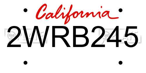 2WRB245 California License Plate