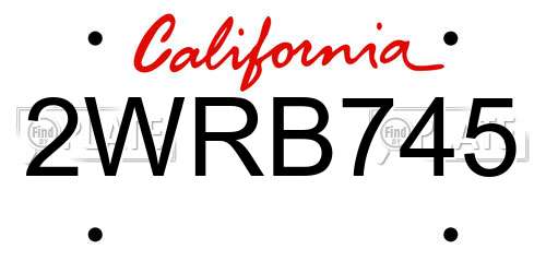 2WRB745 California License Plate