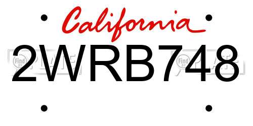 2WRB748 California License Plate