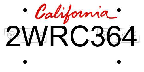 2WRC364 California License Plate