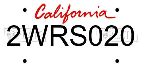 2WRS020 California License Plate
