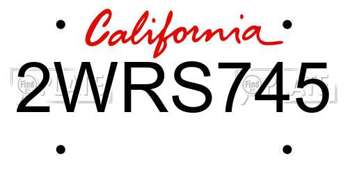 2WRS745 California License Plate