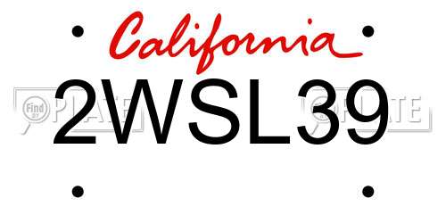 2WSL39 California License Plate