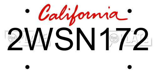 2WSN172 California License Plate