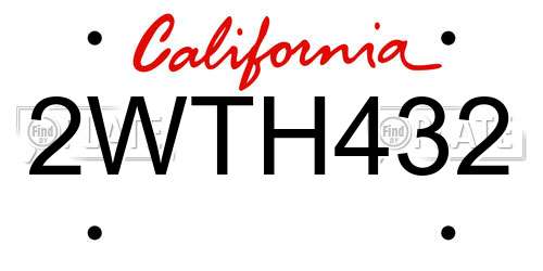 2WTH432 California License Plate