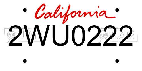 2WU0222 California License Plate