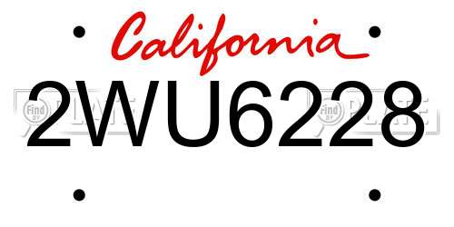 2WU6228 California License Plate