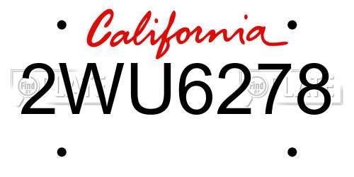 2WU6278 California License Plate