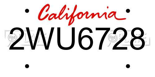 2WU6728 California License Plate