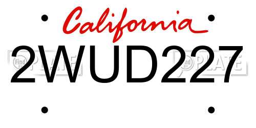 2WUD227 California License Plate